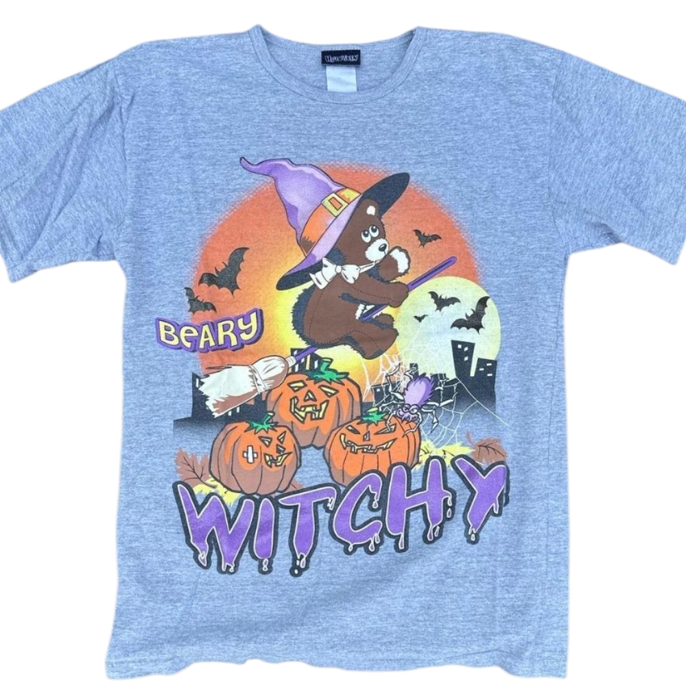Vintage Halloween Beary Witchy Witch Bear Pumpkin Y2k 90's Shirt Sz 26 28W